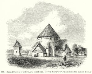 Igreja redonda de Oster Lars, Bornholm (gravura) de English School