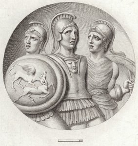 Roundel representando três soldados romanos de English School