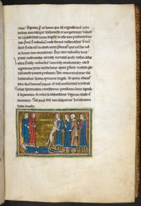 Real 12 F.XIII, f.33 Cão identificando um assassino.  , de Bestiário (ff. 3-141), Lapidary (ff. 141v-149)  , 2º quartel do século 13 (velino) de English School