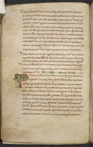 Real 13. A.XI, f.47vInicial P.De temporum ratione.Bede o Venerável.Miscelânea de trabalhos sobre computação e astronomia.Século XI-XII de English School