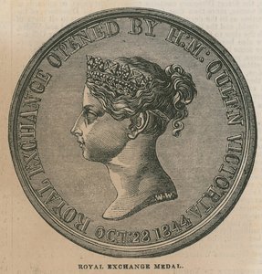 Medalha Real de Intercâmbio, celebrada para comemorar a abertura do Royal Exchange em 1844 de English School