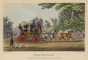 Royal Mail Coach (gravação a cores) de English School