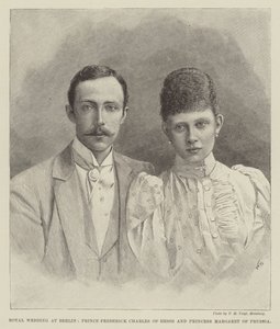 Casamento Real em Berlim, Príncipe Frederick Charles de Hesse e Princesa Margaret da Prússia (gravura) de English School