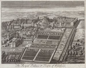 Palácio Real e cidade de Windsor, Berkshire (gravura) de English School