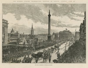 Procissão real em Trafalgar Square de English School