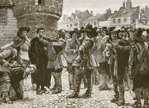 Conspiradores realistas em Salisbury insultando o xerife, ilustração de Cassells Illustrated History of England (foto em sépia) de English School