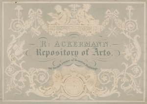 Rudolph Ackermann, cartão de comércio, gravado por Dobbs de English School