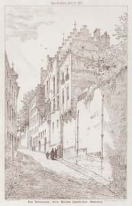 Rue Terracken, com Maison Gravestein, Bruxelas (gravura) de English School