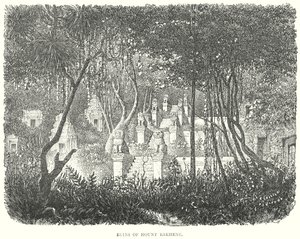 Ruínas do Monte Bakheng (gravura) de English School