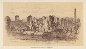 Ruínas do Priorado de Sopwell (litografia a cores) de English School