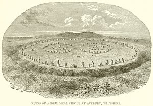 Ruínas de um círculo druídico em Avebury, Wiltshire