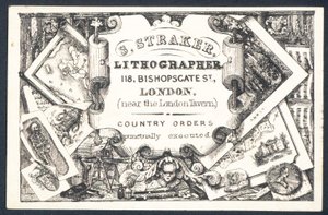 S Straker, litógrafo, cartão comercial de English School