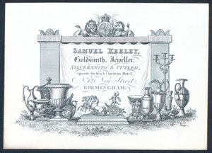 Samuel Keeley, Ourivesaria, Joalheiro, Ourivesaria e Cutler, cartão comercial de English School