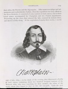 Samuel de Champlain (c.1567-1635) ilustração do volume IV de &39;Narrativa e crítica da história da América&39;, 1886 de English School