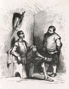 Sancho: Eu deveria fazer um senhorio raro, ilustração do Ato II, cena I de Dom Quixote na Inglaterra. Uma comédia, gravada por P. Soyer de English School