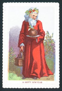 Santa que guardara o pudim de ameixa, cartão de de English School