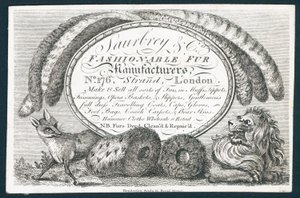 Saubry & Co, fabricantes de peles na moda, cartão de comércio de English School