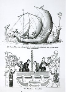 Navio saxão, a partir de uma gravura em Strutts Chronicle of England e um Wine Press de English School