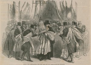 Szene bei der Einweihung des Oberrabbiners - das Gesetz wird durch die Synagoge getragen von English School