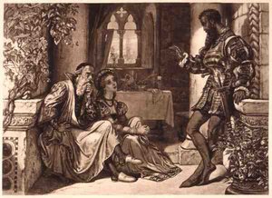 Cena de Othello, Acto I Cena 3, de William Shakespeare (1564-1616) (gravura) de English School