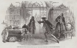 Cena da peça de Sir Edward Bulwer Lytton, "Not So Bad As Weem", no Haymarket Theatre (gravura) de English School