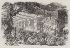 Cena da Tragédia de "Sardanapalus", no Teatro da Princesa, no Salão de Nimrod (gravura) de English School