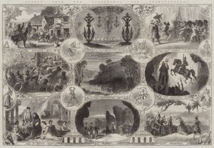 Cenas do Pantomimes e Extravaganzas (gravura) de English School