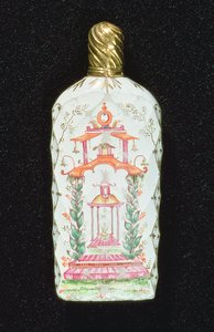 Garrafa de perfume decorada com um pagode de English School