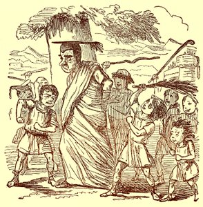 School-boys flagelando o Schoolmaster, ilustração da história em quadrinhos de Roma por Gilbert Abbott um Beckett, publicado c.1850 (imagem digital reforçada) de English School