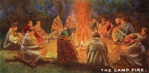 Escoteiros em volta do Camp Fire, 1929 de English School