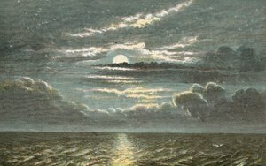 Mar à noite com lua cheia