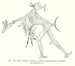 Fantasma do mar, de um desenho nativo da Melanésia, Codrington (litografia) de English School