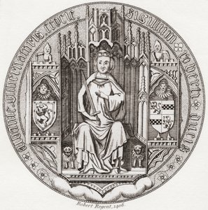 Selo de Robert Stewart, Duque de Albany, c. 1340 1420. Membro da casa real escocesa, regente, Governador da Escócia, Duque de Albany, Conde de Fife & Menteith. De Iconographia Scotica ou Portraits of Illustrious Persons of Scotland, publicado em 1797. de English School