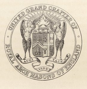 Selo do Grande Capítulo Unificado dos Maçons do Arco Real da Inglaterra, 1817, de "A História da Maçonaria, volume II", publicado por Thomas C. Jack, Londres, 1883 de English School
