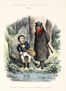 Seleções do Seymour: No. 3, "Este é um lugar solitário, senhor, não tem medo de ser roubado.", pub c.1840 (gravura colorida à mão) de English School