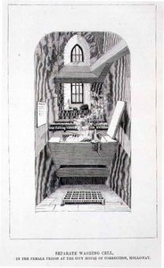 Cela de Lavagem Separada na Prisão Feminina na City House of Correction, Holloway, de "The Criminal Prisons of London and Scenes of Prison Life". de English School