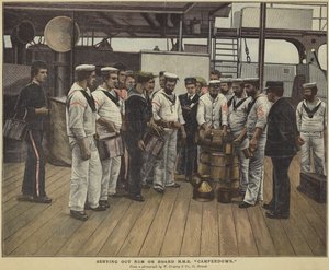 Servindo rum a bordo do HMS Camperdown