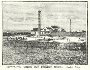 Lagoas de decantação e casa das máquinas, Barking (gravura) de English School