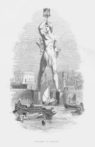 Sete Maravilhas do Mundo Antigo: Colossus at Rhodes (gravura) de English School