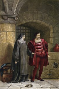 Shakespeare, Medida por medida, Ato III, Cena 1 (cromolitografia) de English School