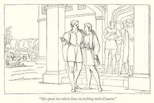 Décima segunda noite de Shakespeare; Orsino enviando Viola para Olivia (gravura) de English School