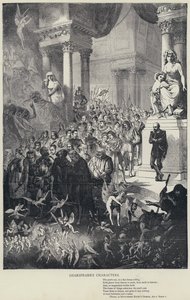 Personagens de Shakspeare, Theseus, em Sonho de Noite de Verão, Acto v, Cena 1 (gravura) de English School