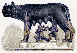 Loba do Capitólio, ilustração da História de Roma por Victor Duruy, publicada em 1884 (imagem digitalmente melhorada) de English School