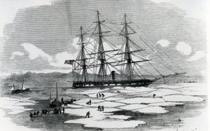 Navio explorando o Ártico (gravura) de English School