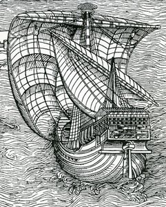 "Nave do Tempo de Colombo", de "A História Narrativa e Crítica da América", editado por Justing Winsor, Londres, 1886 de English School
