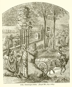 Atirando em Butts. (Royal MS, 19, o. Viii) de English School