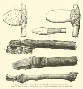 Mostrando a maneira provável em que as armas Early Flint foram usadas de English School