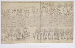 Cerco de uma cidade na margem de um rio, placa 42 de Nínive e seus restos mortais por Austen Henry Layard (1817-1894) publicado em 1849 de English School