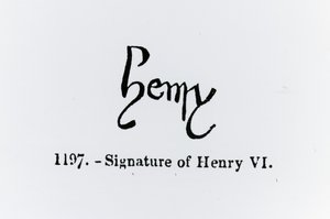 Assinatura de Henrique VI (1421-71) (lito) (foto bw) de English School