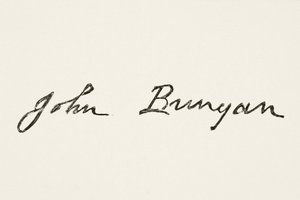 Assinatura de John Bunyan, de A História Nacional e Doméstica da Inglaterra por William Hickman Smith Aubrey (1858-1916) publicou Londres, c.1890 de English School
